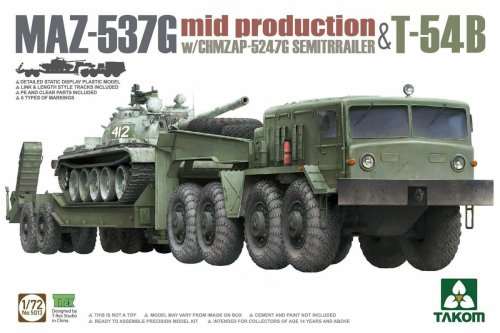 Przejdź do produktu TAKOM 5013 - 1:72 MAZ-537G mid production with CHMZAP-5247G Semitrailer & T-54B
