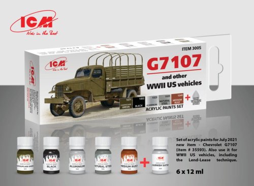 Przejdź do produktu ICM 3005 - G7107 and other WW2 US vehicles paint set 6 x 12 ml