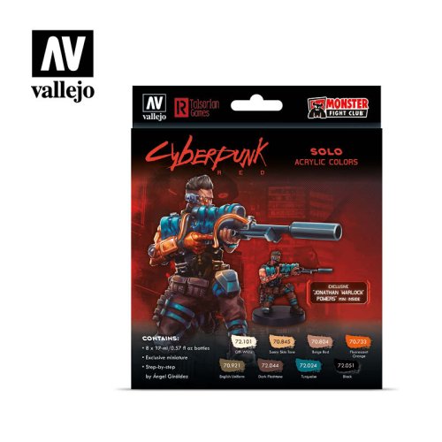 Przejdź do produktu VALLEJO 72309 - Cyberpunk Red Solo 8 x 17ml Paint Set with figure