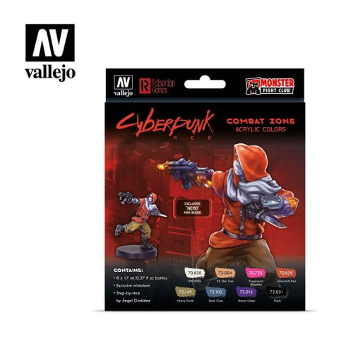 Przejdź do produktu VALLEJO 72307 - Cyberpunk Red Combat Zone 8 x 17ml Paint Set with figure
