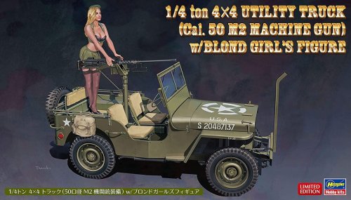Przejdź do produktu HASEGAWA SP483 52283 - 1:24 1/4 ton 4x4 Utility Truck (Cal. 50 M2 Machine Gun) w/Blond Girl's Figure