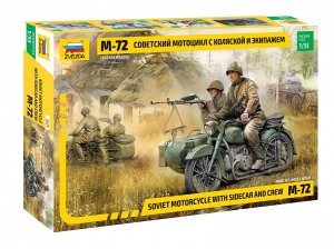 ZVEZDA 3639 - 1:35 Soviet Motorcycle M-72 with sidecar and crew