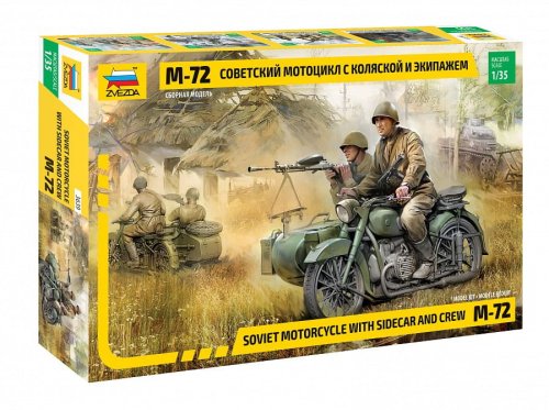 Przejdź do produktu ZVEZDA 3639 - 1:35 Soviet Motorcycle M-72 with sidecar and crew