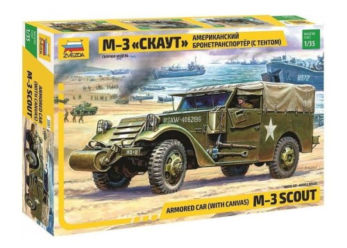 Przejdź do produktu ZVEZDA 3581 - 1:35 M3 Armored Scout Car with Canvas