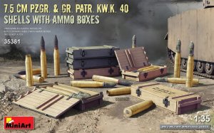 MINIART 35381 - 1:35 7.5cm Pzgr. & Gr. Patr. Kw.K. 40 Shells with ammo boxes