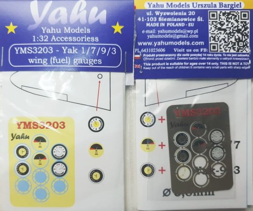 Przejdź do produktu YAHU YMS3203 - 1:32 Yak 1/7/9/3 skrzydłowe wskaźniki paliwa