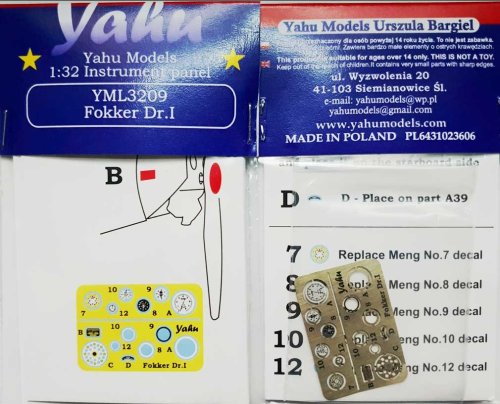 Przejdź do produktu YAHU YML3209 - 1:32 Fokker Dr.I tablica przyrządów