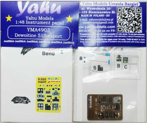 Przejdź do produktu YAHU YMA4903 - 1:48 Dewoitine D.510 export tablica przyrządów