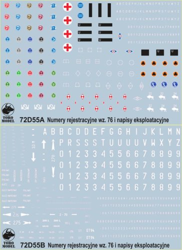 Przejdź do produktu TORO MODEL 72D55 - 1:72 Godła, tablice rejestracyjne wz.76 i napisy eksploatacyjne pojazdów Wojska Polskiego