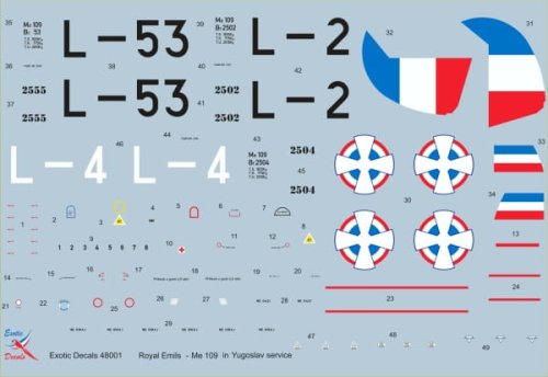 Przejdź do produktu EXOTIC DECALS 48001 - 1:48 Royal Emils - Me 109 in Yugoslav service