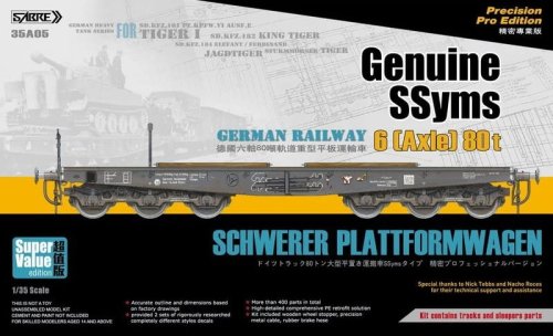 Przejdź do produktu SABRE 35A05SVE - 1:35 Genuine Ssyms German Railway Schwerer Plattformwagen 6-Axle 80 ton