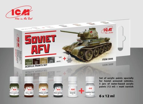 Przejdź do produktu ICM 3006 - Soviet AFV Acrylic Paint Set 6 x 12 ml
