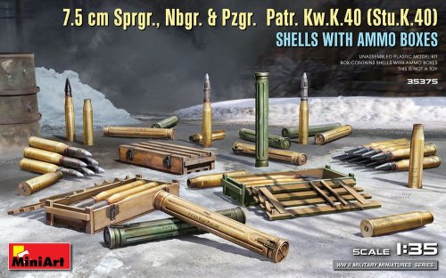 Przejdź do produktu MINIART 35375 - 1:35 7.5 cm Sprgr. Nbgr. & Pzgr. Patr. Kw.K.40 (Stu.K.40) w/ammo boxes
