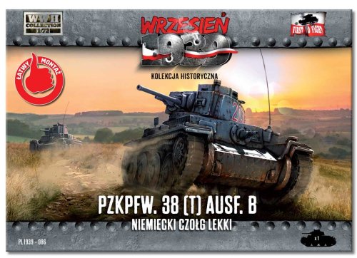 Przejdź do produktu FIRST TO FIGHT 086 - Wrzesień 1939 - 1:72 Pz.38(t) Ausf.B niemiecki czołg lekki - Gazetka w zestawie z modelem