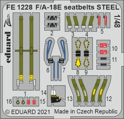 Przejdź do produktu EDUARD FE1228 - 1:48 F/A-18E seatbelts - Steel