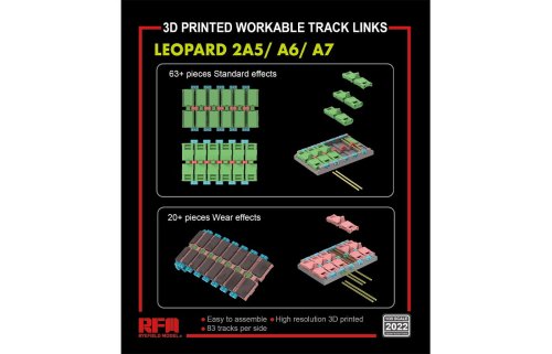 Przejdź do produktu RYE FIELD MODEL 2022 - 1:35 3D Printed Workable Track Links for Leopard 2A5/A6/A7