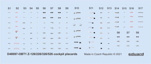 Przejdź do produktu EDUARD D48097 - 1:48 Z-126/226/326/526 cockpit placards