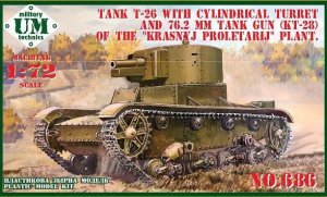 UNIMODELS UM-MT 686-01 - 1:72 Tank T-26 w/Cylindrical Turret and 76.2mm Tank Gun (KT-28) w/ plastic tracks