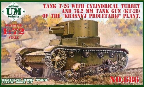 Przejdź do produktu UNIMODELS UM-MT 686 - 1:72 Tank T-26 w/Cylindrical Turret and 76.2mm Tank Gun (KT-28) w/ vinyl tracks