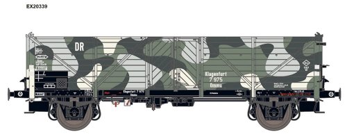 Przejdź do produktu EXACT-TRAIN 20339 H0 - Wagon towarowy odkryty Klagenfurt Ommu Holztür w kamuflażu DRG