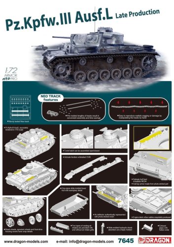 Przejdź do produktu DRAGON 7645 - 1:72 Pz.Kpfw.III Ausf.L Late Production w/ Neo Track