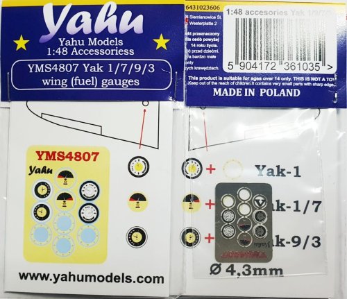 Przejdź do produktu YAHU YMS4807 - 1:48 Yak 1 /7 /9 /3 skrzydłowe wskaźniki paliwa