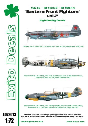 Przejdź do produktu EXITO DECALS ED72013 - 1:72 Eastern Front Fighters vol.2 - Yak 1b - Bf 110 - Bf 109