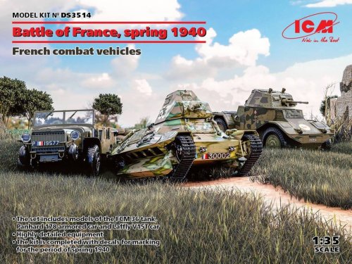 Przejdź do produktu ICM DS3514 - 1:35 Battle of France, spring 1940 Panhard 178 AMD-35, FCM 36, Laffly V15T