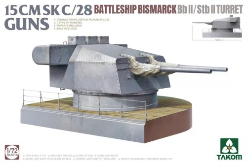 Przejdź do produktu Takom 5014 - 1:72 15 cm Sk C/28 Guns Battleship Bismarck Bb II/Stb II Turret