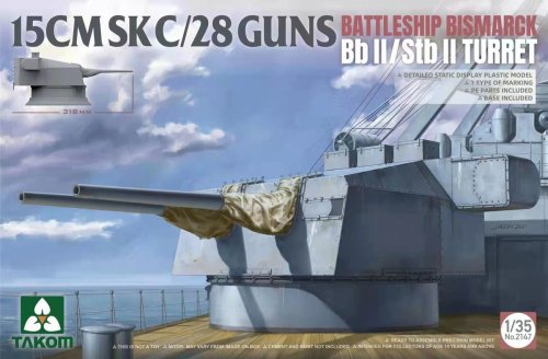 Przejdź do produktu Takom 2147 - 1:35 15 cm SK C/28 Guns Bismarck Bb II/Stb II Turret