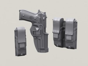 LEGEND LF3D025 - 1:35 Beretta 92F in Holster w/Mag Pouches set (10pcs)