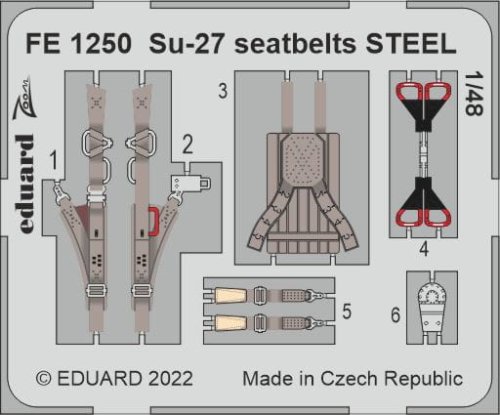 Przejdź do produktu Eduard FE1250 - 1:48 Su-27 seatbelts - Steel