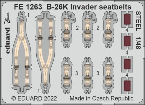 Przejdź do produktu Eduard FE1263 - 1:48 B-26K Invader seatbelts - Steel