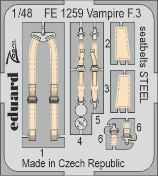 Przejdź do produktu Eduard FE1259 - 1:48 Vampire F.3 seatbelts - Steel