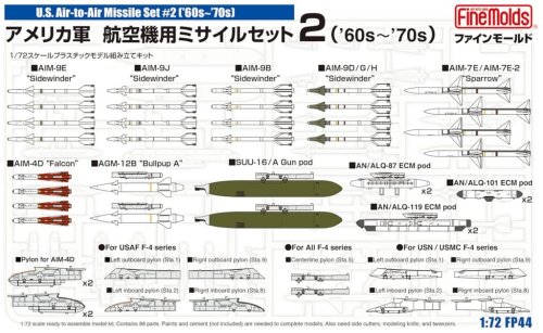 Przejdź do produktu Fine Molds FP44 - 1:72 US Aircraft Air to Air Misile Set 60s - 70