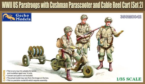 Przejdź do produktu Gecko Models 35GM0042 - 1:35 WWII US Paratroops with Cushman Parascooter and Cable Reel Cart Set 2