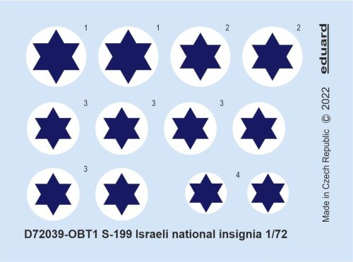 Przejdź do produktu Eduard D72039 - 1:72 S-199 Israeli national insignia