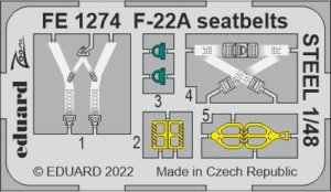 Eduard FE1274 - 1:48 F-22A seatbelts - Steel