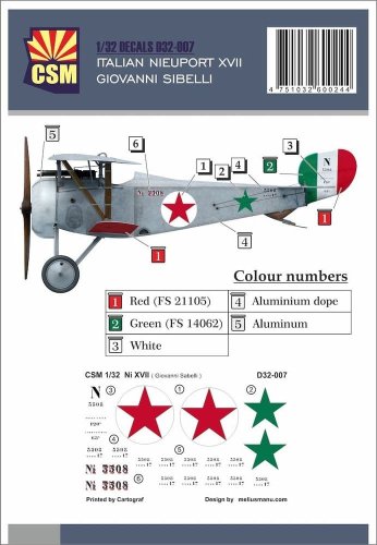Przejdź do produktu Copper State Models CSM D32-007 - 1:32 Italian Nieuport XVII Giovanni Sibelli