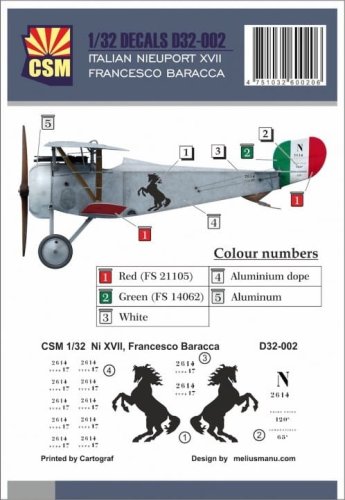Przejdź do produktu Copper State Models CSM D32-002 - 1:32 Italian Nieuport XVII Francesco Baracca