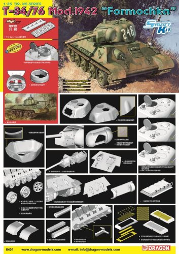 Przejdź do produktu Dragon 6401 - 1:35 T-34/76 Mod.1942 Formochka