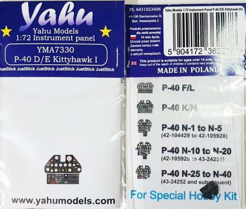 Przejdź do produktu Yahu YMA7330 - 1:72 P-40 D/E Kittyhawk I/Ia