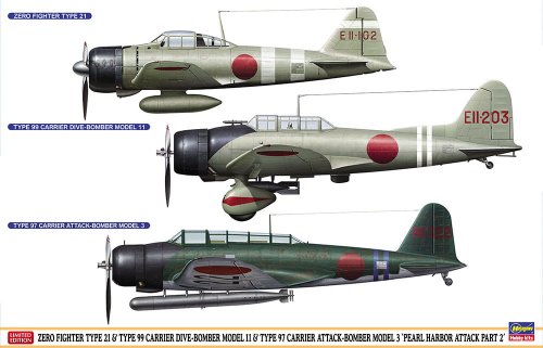 Przejdź do produktu Hasegawa 07504 - 1:48 Zero Fighter Type 21 & Type 99 Carrier Dive-Bomber Model 11 & Type 97 Carrier Attack-Bomber Model 3 Pearl Harbor Attack Part 2