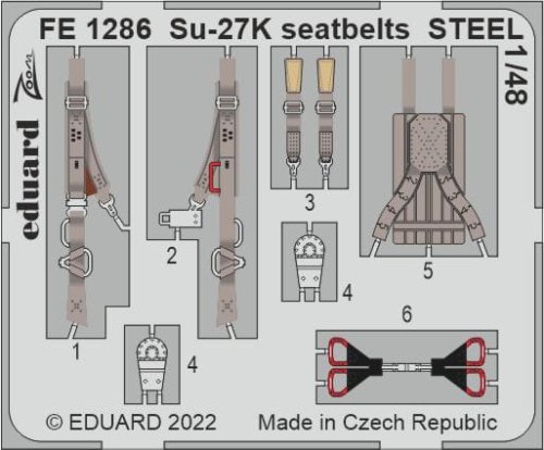 Przejdź do produktu Eduard FE1286 - 1:48 Su-27K seatbelts - Steel