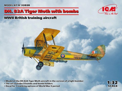 Przejdź do produktu ICM 32038 - 1:32 DH. 82A Tiger Moth with bombs WWII British training aircraft