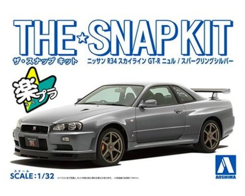 Przejdź do produktu Aoshima 06254 - 1:32 Nissan R34 Skyline GT-R Nur Sparkling Silver Snapkit