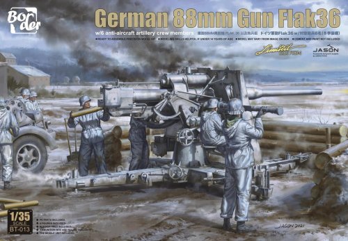 Przejdź do produktu Border BT013 - 1:35 German 88mm Gun Flak36 w/6 anti-aircraft artillery crew members