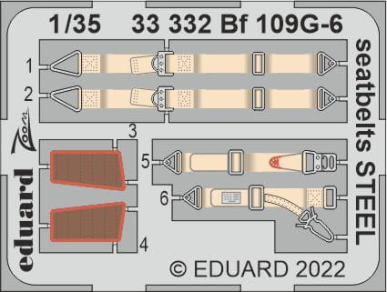 Przejdź do produktu Eduard 33332 - 1:35 Bf 109G-6 seatbelts - Steel