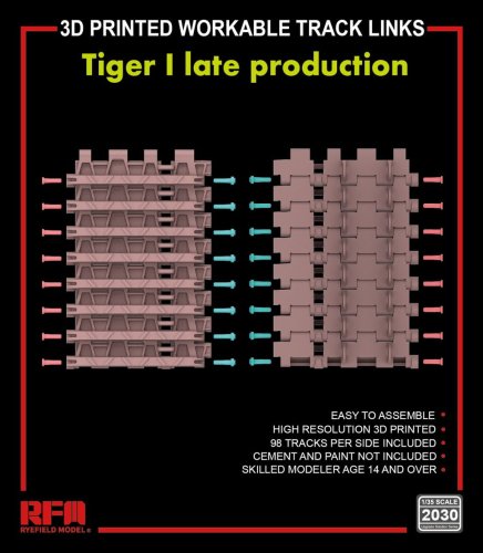 Przejdź do produktu Rye Field Model 2030 - 1:35 3D Printed Workable Track Links Tiger I late production