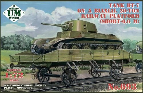 Przejdź do produktu Unimodels UM-MT 693 - 1:72 BT-7 Tank on a Bi-axial 20 ton Railway Platform